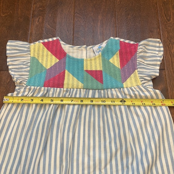 NWT Eyelet & Ivy Amy Girls Dress in Chambray Stripe Size: 14 price is firm - Picture 3 of 6